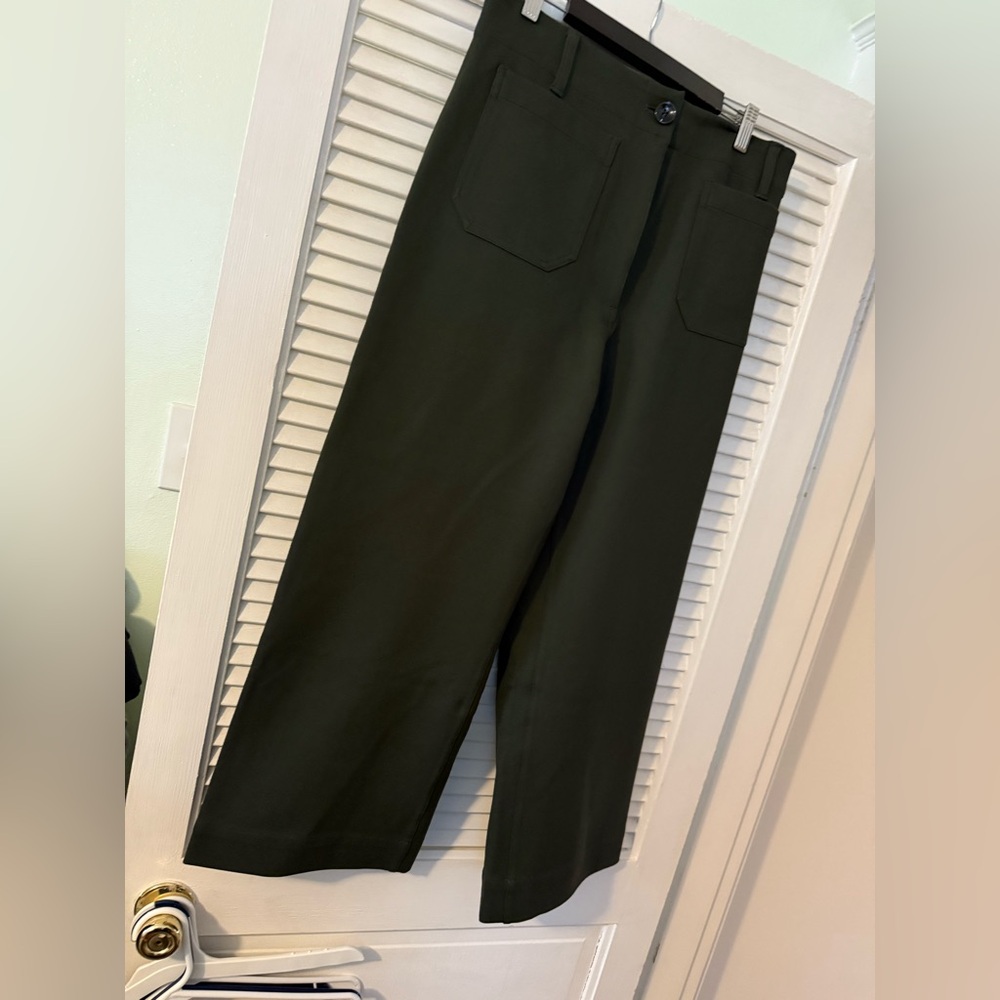 NWT, Quince, olive, ponte cropped wide leg pants, women’s